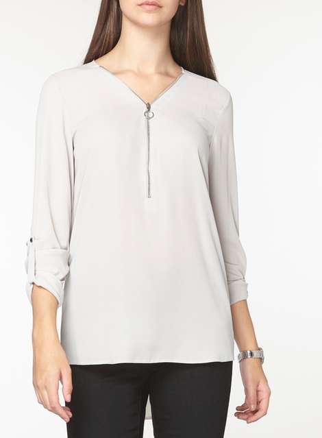 **Tall silver long sleeve top